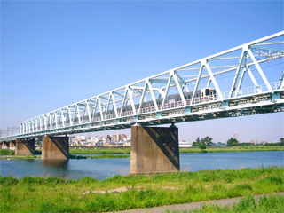 写真: 多摩川を渡る京王線 (2008.5.6)